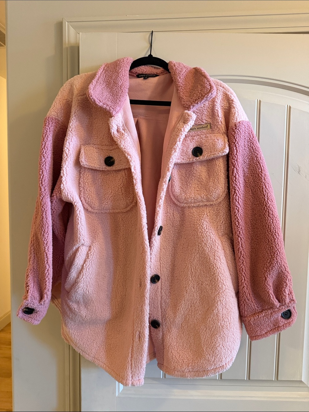 Simply Southern Two-Tone Pink Sherpa Jacket